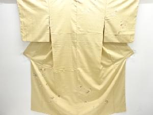 草花模様刺繍手織り真綿紬一つ紋訪問着